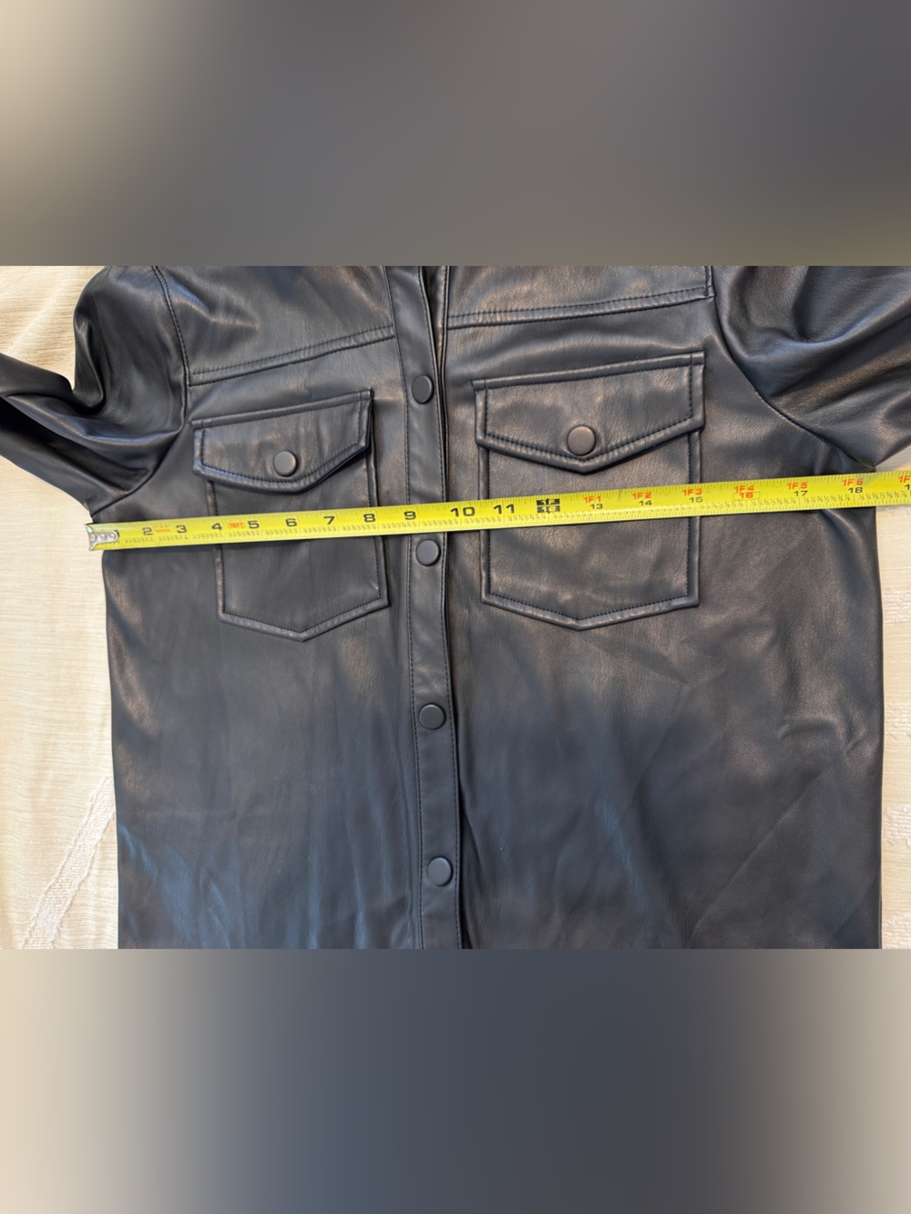 NA-KD Women’s 34 Extra Small Black Faux Leather Shirt Jacket Shacket - Picture 7 of 8